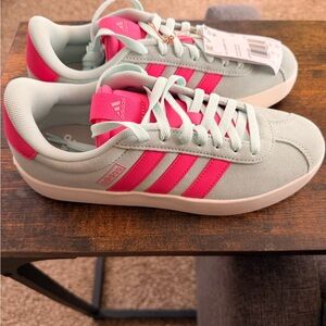 Adidas Women's Pink and White Sneakers